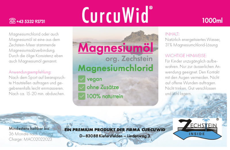 Magnesiumöl Magnesiumchlorid 31% MGCI2 zur transdermalen Anwendung 1000ml mit Sprühflasche 100ml Zechstein Inside – Bild 2
