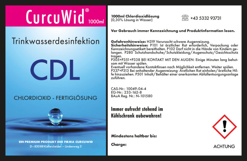 CurcuWid CDL / CDS Chlordioxid Fertiglösung 0,3% 1000ml mit HDPE Pipette – Bild 2