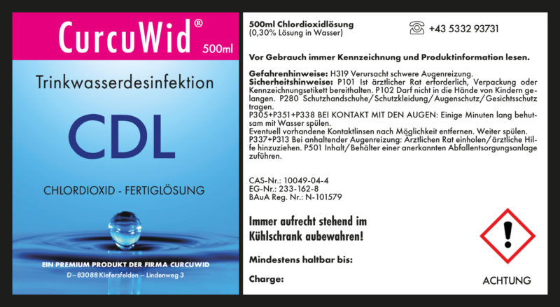 CurcuWid CDL / CDS Chlordioxid Fertiglösung 0,3% 500ml mit HDPE Pipette – Bild 2