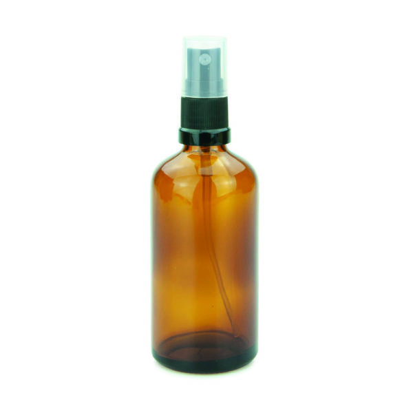 Braunglasflasche mit Sprühaufsatz / Zerstäuber 100ml mit GL18 Gewinde Apothekerflasche