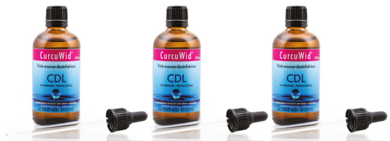 CurcuWid 3 x CDL / CDS Chlordioxid Fertiglösung 0,3 % 100ml mit extra Glas-Pipette - in pharmazeutischer Braunglasflasche - Made in Germany