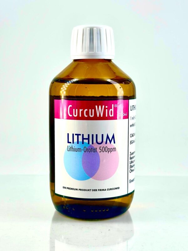 Lithium Orotat 500ppm von CurcuWid 0,5 mg je ml 99% reinheit in 250ml Braunglasflasche mit Pipette